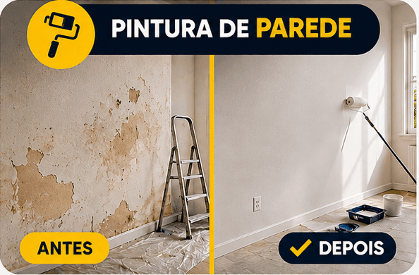 Antes e depois — pintura de parede